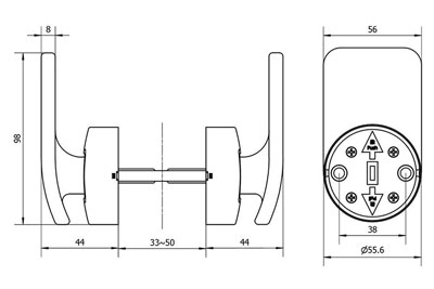 MG1814 Einsteckschloss mit Push/Pull-Türgriff