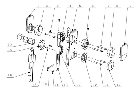 MG1814 Einsteckschloss mit Push/Pull-Türgriff