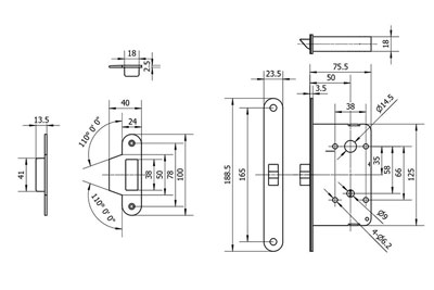 MG2814 Einsteckschloss mit Push/Pull-Türgriff